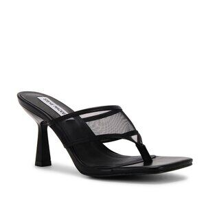 Steve Madden Black Mesh Thong Heel Sandals